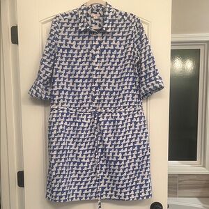GAP Patterned Blue and White Long Sleeve Dress
